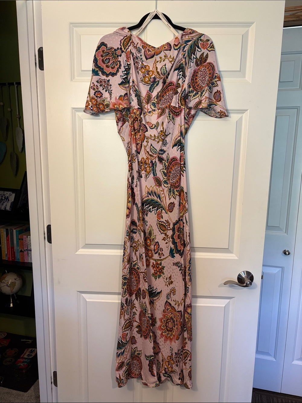 Women's Pink Floral High Neck Maxi Dress